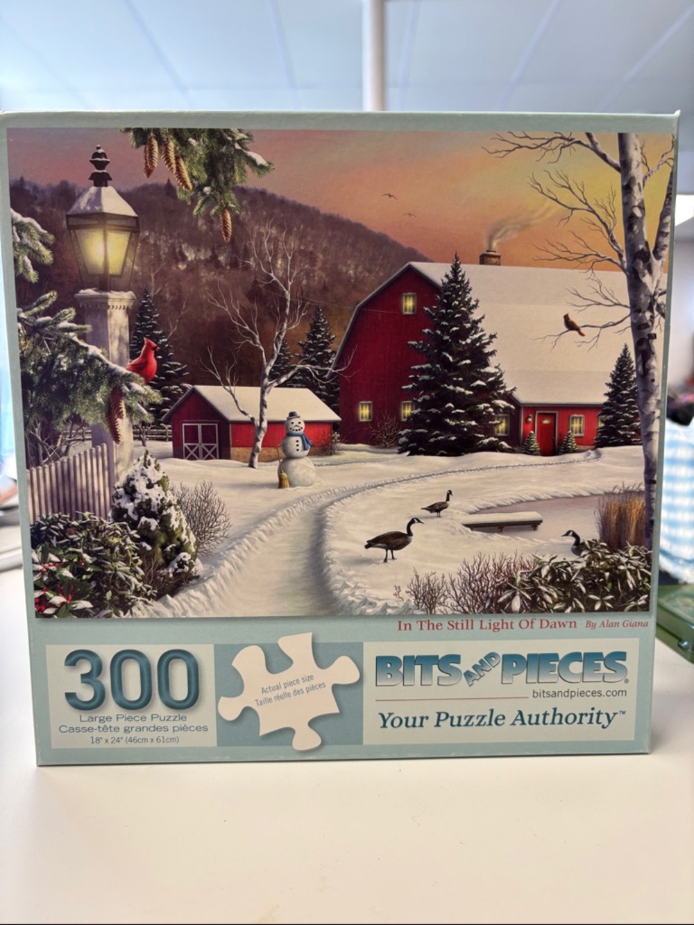 Bits and Pieces 300-Piece Winter Scene Puzzle - Red Barn